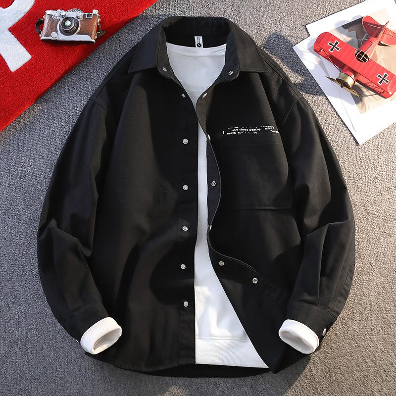 Large Size Denim Jacket for Men Loose Plus Size Plus Fat Long Sleeve Literary Shirt for College Students High-end Cool Jacket