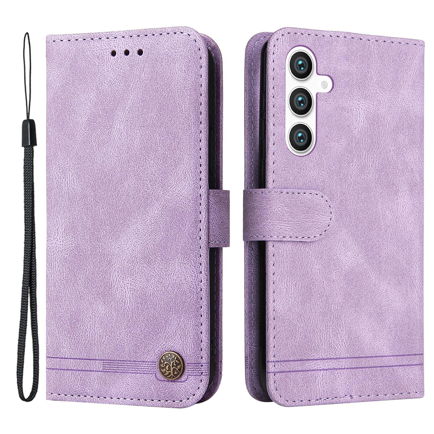 

For Samsung Galaxy S23 FE Leather Wallet Cases Skin Touch Phone Cover Stand with Strap Purple