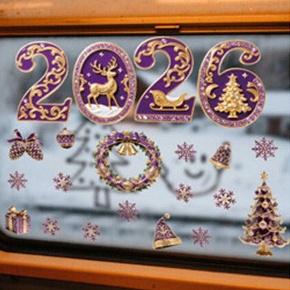 Multicolor 2026 3D Number Stickers Xmas Tree Bell Cartoon Santa Window Stickers DIY Accessories Glass Sticker