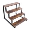 4-stufiges Holzstufenregal, rustikaler Metallrahmen, Parfümhalter, Display-Riser-Ständer für Anbieter, Pop