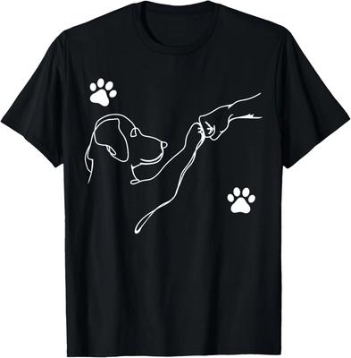 T-shirt Cane e Persone Pugno Mano Amicizia Cane Pugno Chiuso Zampa del Cane