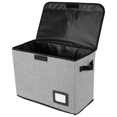 Leinen Aufbewahrungsbox mit Deckel Etiketten Faltbarer Kleideraufbewahrungskorb Waschbar Comicbuch-Organizer mit Griff Haushaltsschrank