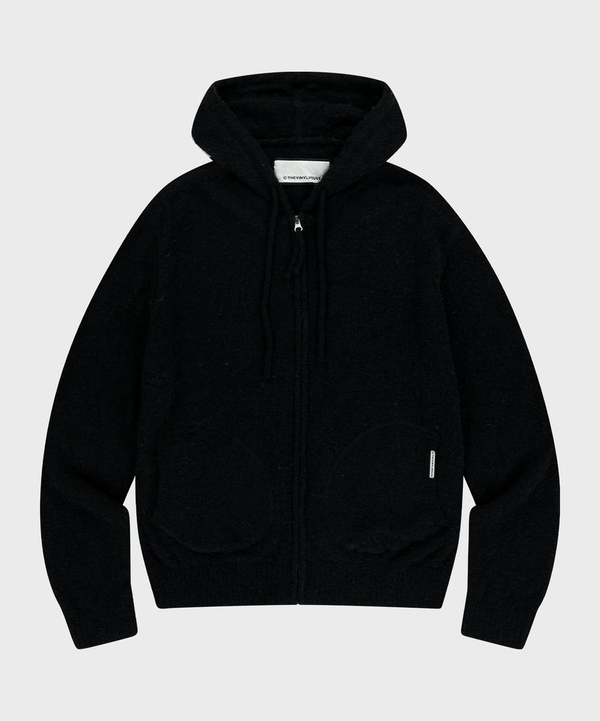 Thevinylhouse Round Pocket Knit Zip-Up Black