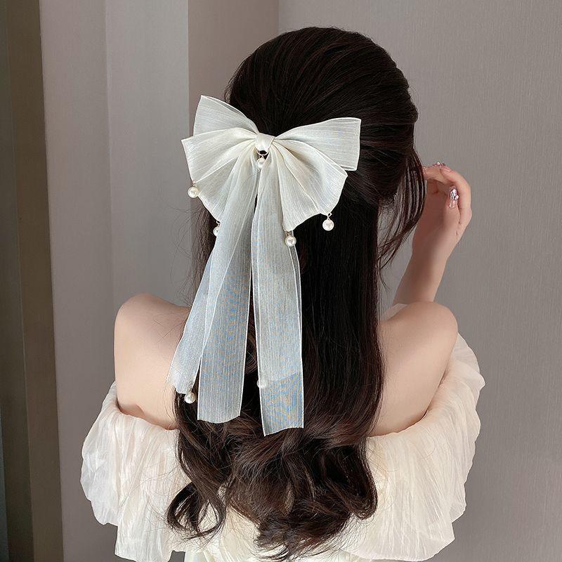 Elegant Streamer Bow Ribbon Hair Clip For Women Girls Simple Ponytail Hairpin Headdress Fashion Cute Hair Accessories Gifts