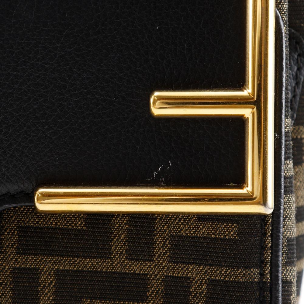 Fendi La Medusa Zucca Handbag X Versace Fender 2WAYShoulder Black / Brown Nylon Canvas/leather Women Used