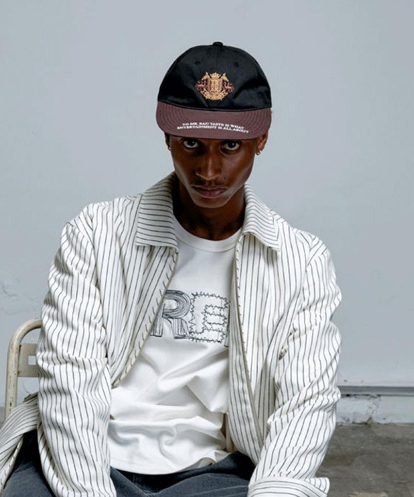 ERER Embroidered Detail Color Block Snapback Black Brown