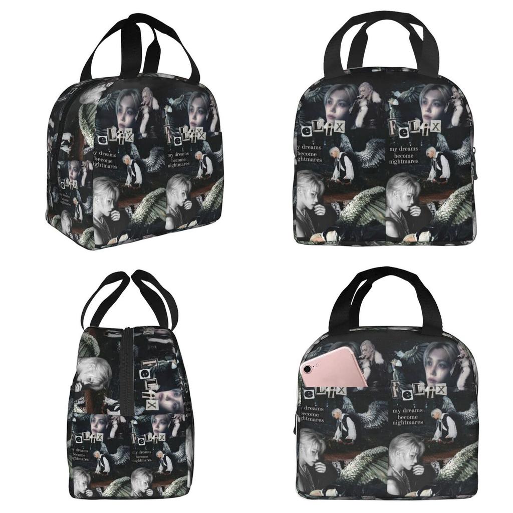 FELIX Korean Kpop Singer Insulated Lunch Bag for Women Office Cooler Thermal Food Box Tote Leakproof Lunch Boxes Container