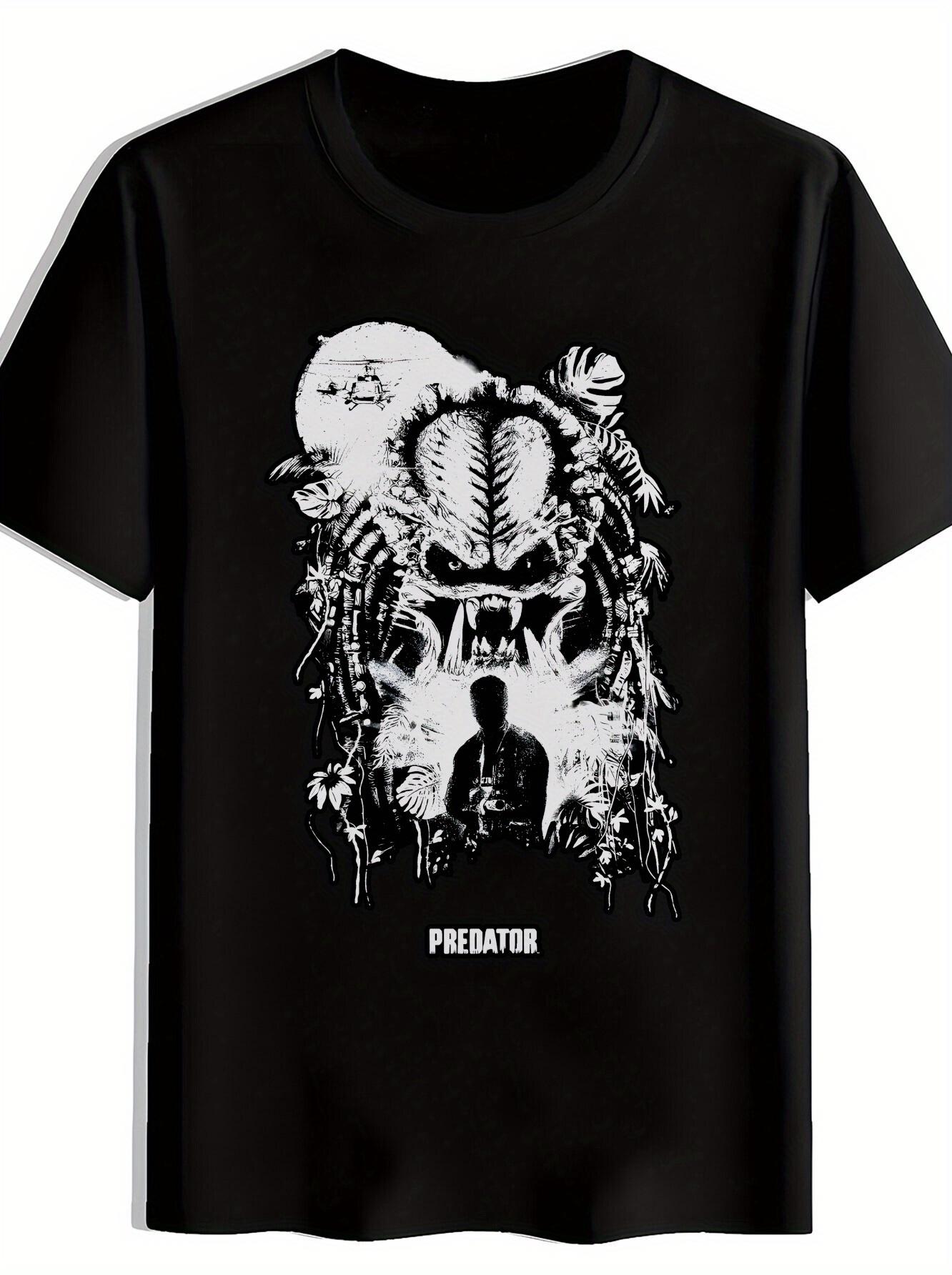 Predator Graphic T-shirt - Black Short Sleeve Crew Neck XL