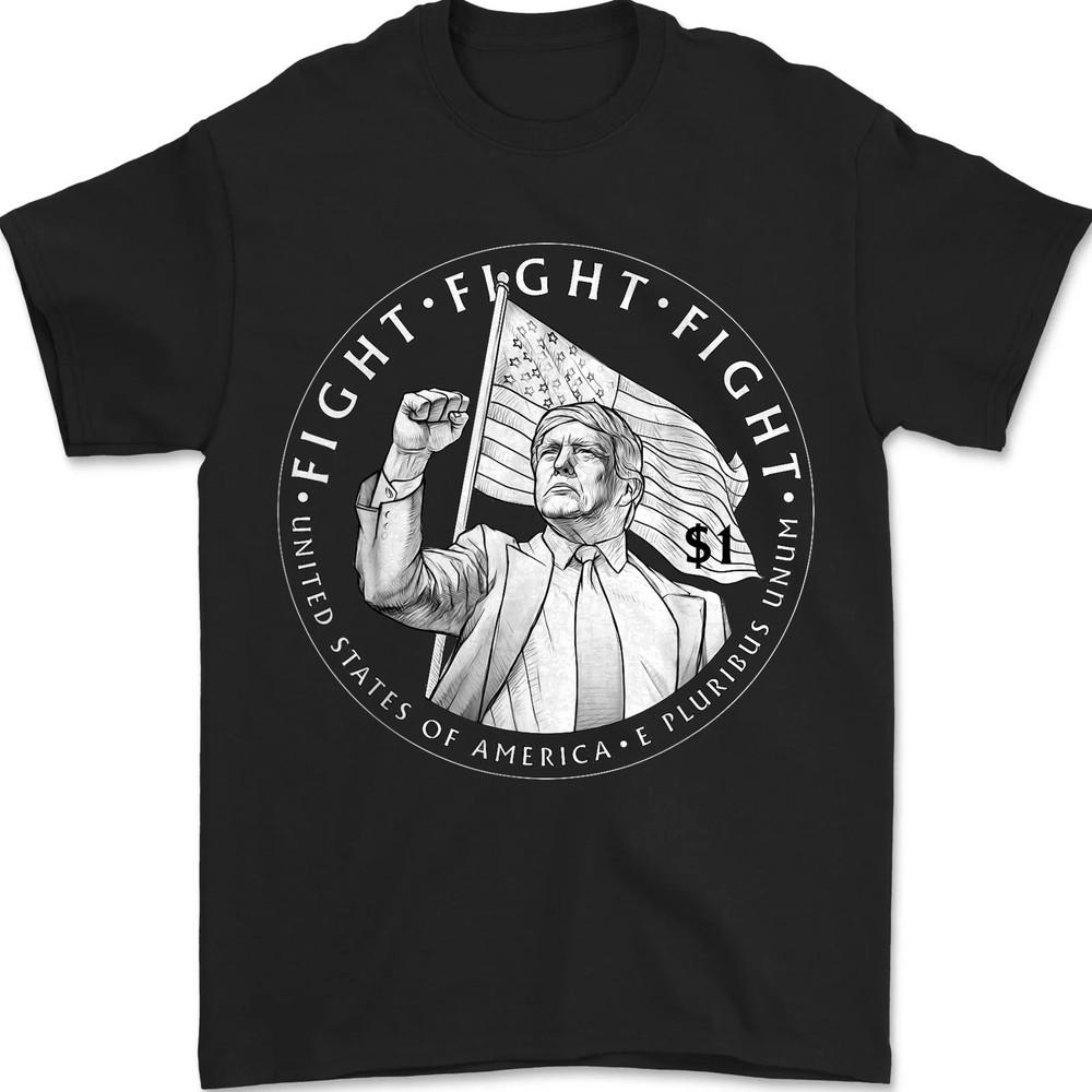 

Liberty Trump In God We Trust 1776 2026 Liberty Coin Saying Unisex T-Shirt S