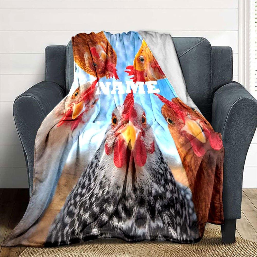Farm Chickens Customize Your Name Home Blankets Soft And Cozy For All Seasons Perfect For Picnics Sofa Office Bed Living Room Ideal Gift For Friends