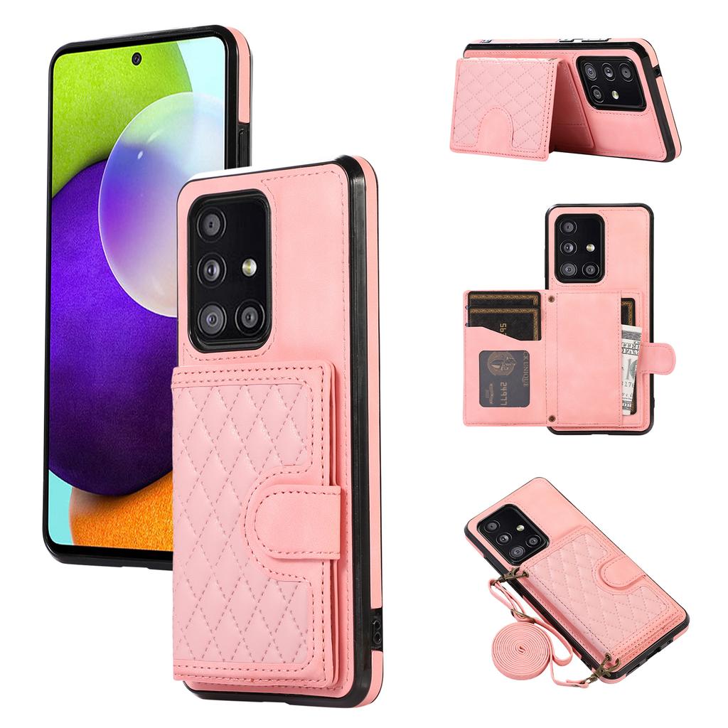 För Samsung Galaxy A51 5G Korthållare TPU+PU Läder Telefonfodral Ställ Telefon Skydd