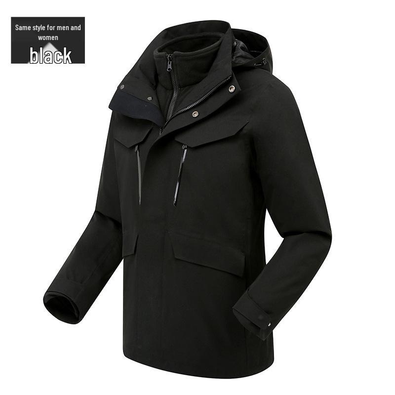 Unisex 2023 Autumn/Winter Outdoor Windbreaker, Three-in-One Detachable Design, Windproof, Waterproof, Taped Seams.