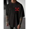 Round Neck T-Shirt - X Skull Print T-Shirt, Loose Fit, Breathable And Comfortable, Short Sleeves, Perfect for Halloween Gifts