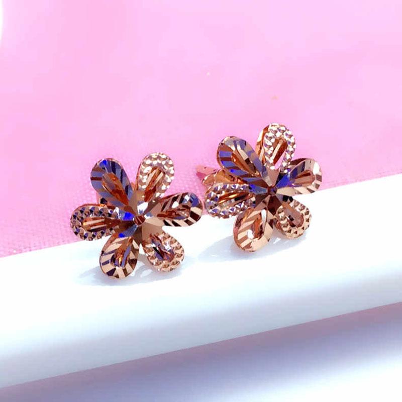 Фиолетовые Позолоченные Розовым Золотом Автомобильные Цветы Цветок Полый Блестящие Серьги Милые Золотые Пусеты Для Женщин