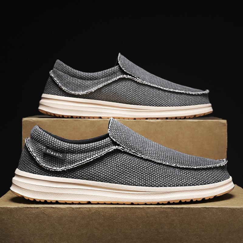 New loafers men's Amazon casual shoes men's flat-soled canvas shoes ultra-light large size one-pedal shoes