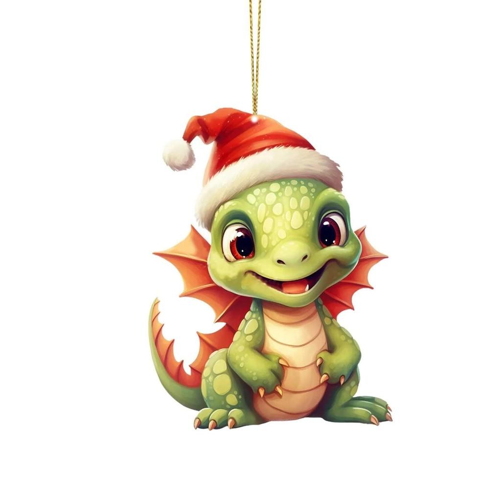 Charming Cartoon Christmas Dragon Car Decor Bright Festive Hanging Ornament Homes For
