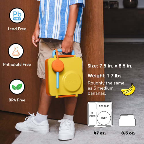 (Sunshine) - Omiebox Hot Cold Bento Box with Insulated Thermos For Kids Lunch, Sunshine