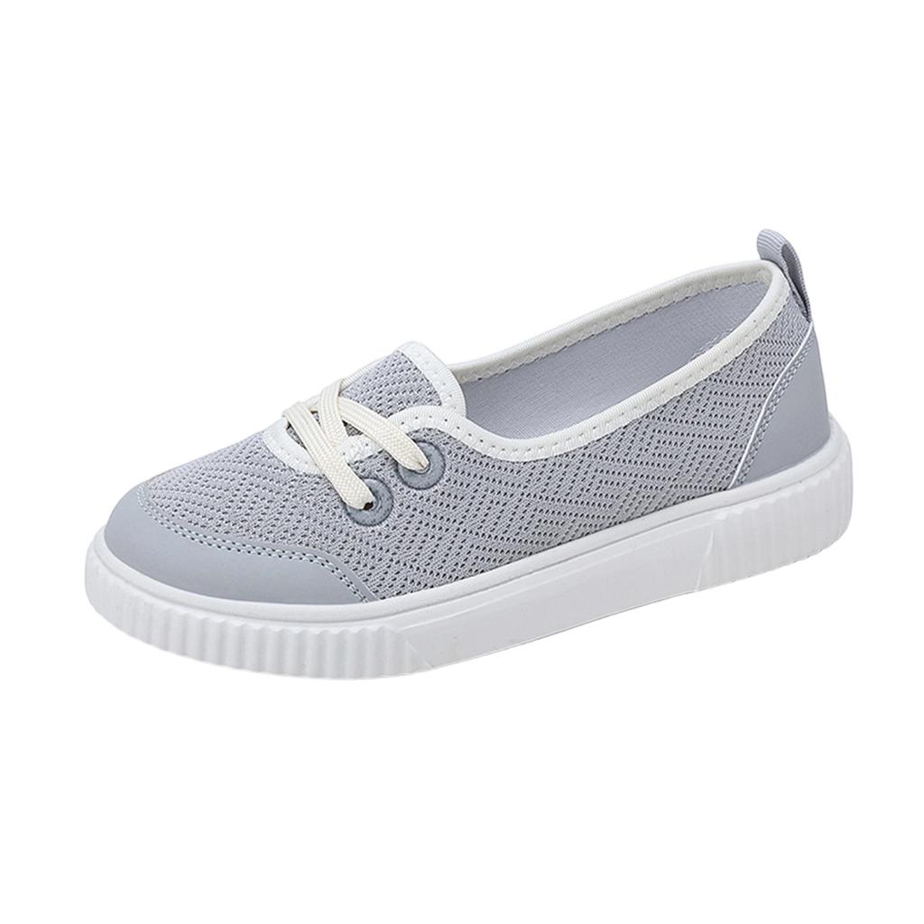 Women's Breathable Mesh Low Cut Flat Walking Casual Shoes Lace Up Lightweight Slip On Comfortable Footwear for Everyday Use
