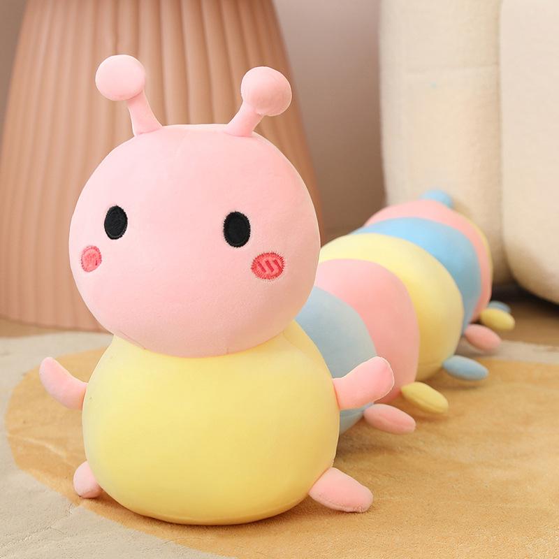 

Красочная плюшевая игрушка-подушка в виде гусеницы, симпатичные мальчик и девочка, спящие на кукольной кровати 80Cm