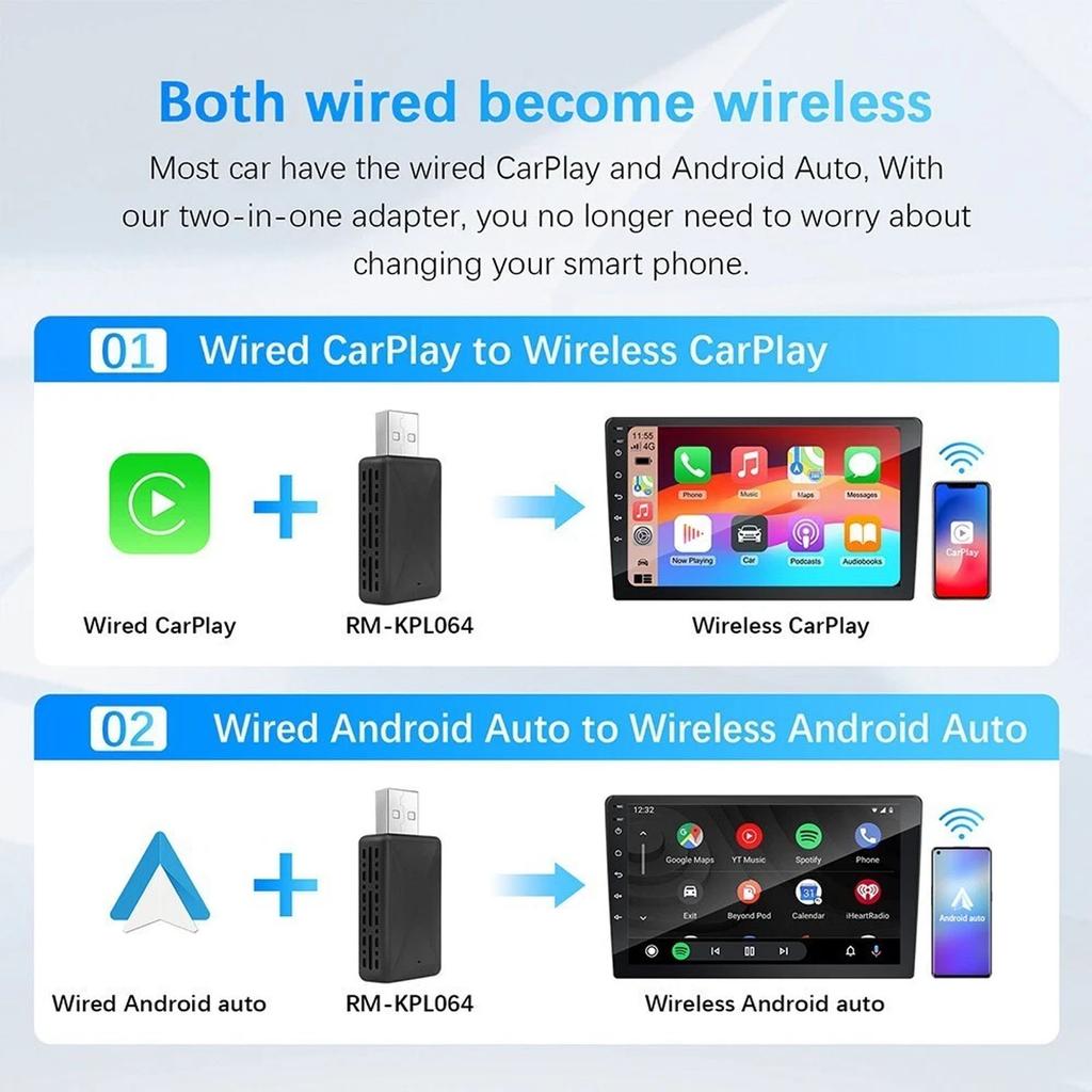 Car Wired To Wireless Car Play Android Auto Adapter Smart Fast Link