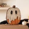 Artistic Home Office Decor Halloween Wooden Ornaments, Distressed Pumpkin/Cat Decorations, Desktop & Wall Modern Retro Desk Display Decors for Autumn