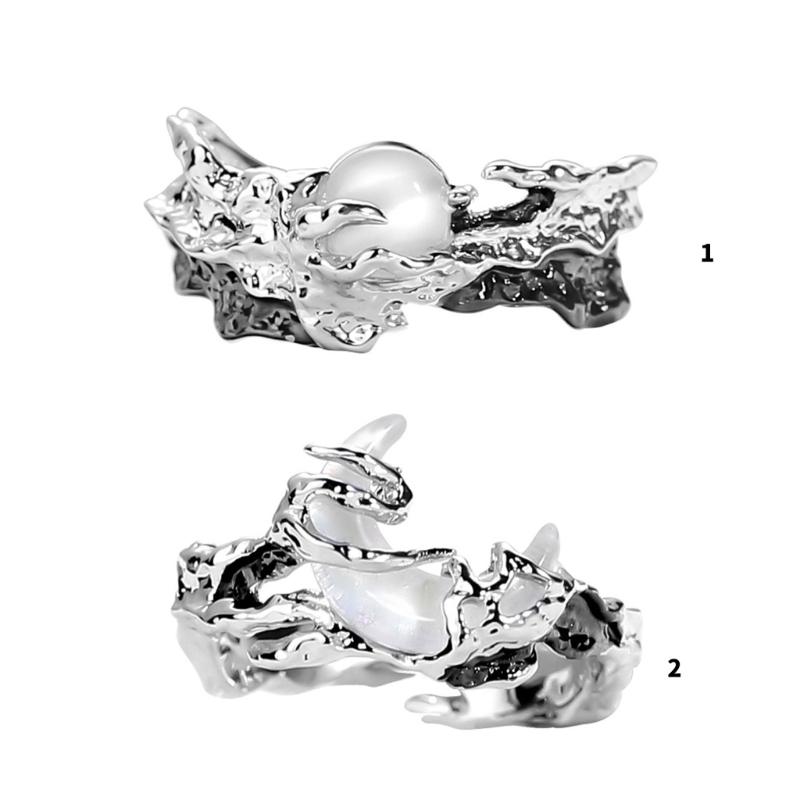 Fashionable Adjustable Sun and Moon Couple Rings Sturdy Alloy Comfort Fits Jewelry Accessory for Daily Casual Use