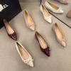 Pointed Small Commuter Single Shoes Women's Spring 2025 New Bow Super Versatile Soft Sole Red Mary Jane Shoes