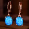 Trendy Bridal Crystal Big Oval Hoop Earrings Cute Female White Blue Fire Opal Stone Wedding Jewelry For Women