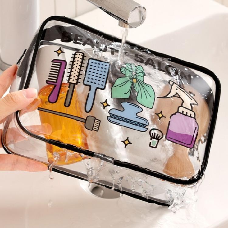 Spacious Interior Transparent Toiletry Bag Waterproof PVC Cosmetic Storage Organizer For Travel Essential