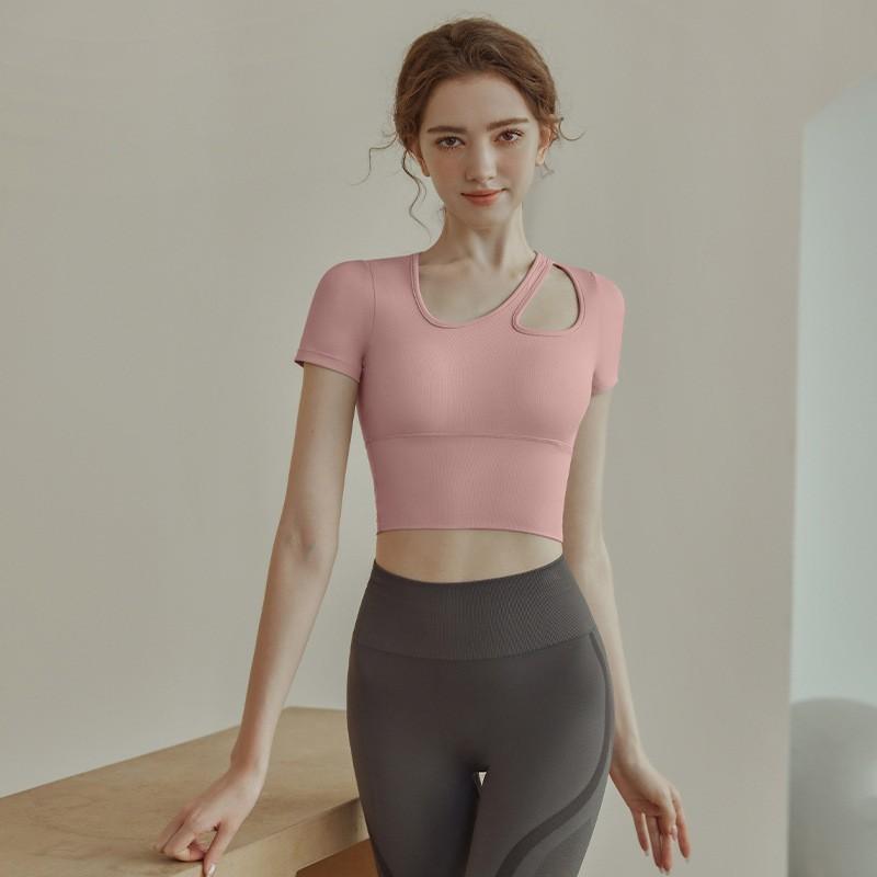 Direct Supply, Yoga with Chest Pad, Beautiful Back T-shirt, Slim Fit and Thin, Nude Fitness Sports Running Long-sleeved Top