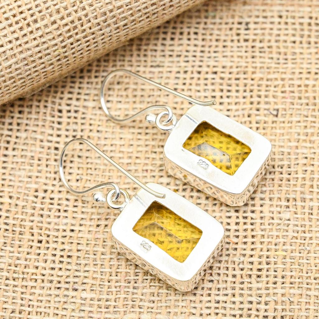 Citrin-Edelstein, handgefertigter Schmuck aus 925er Sterlingsilber, schöne Ohrringe, Geschenk für Sie