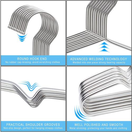 Seropy Stainless Steel Laundry Hangers, 40-Piece Set, Rust-Resistant, Bendable, Durable, Convenient Storage for Skirts, Pants, Coats, and Bottoms, Non