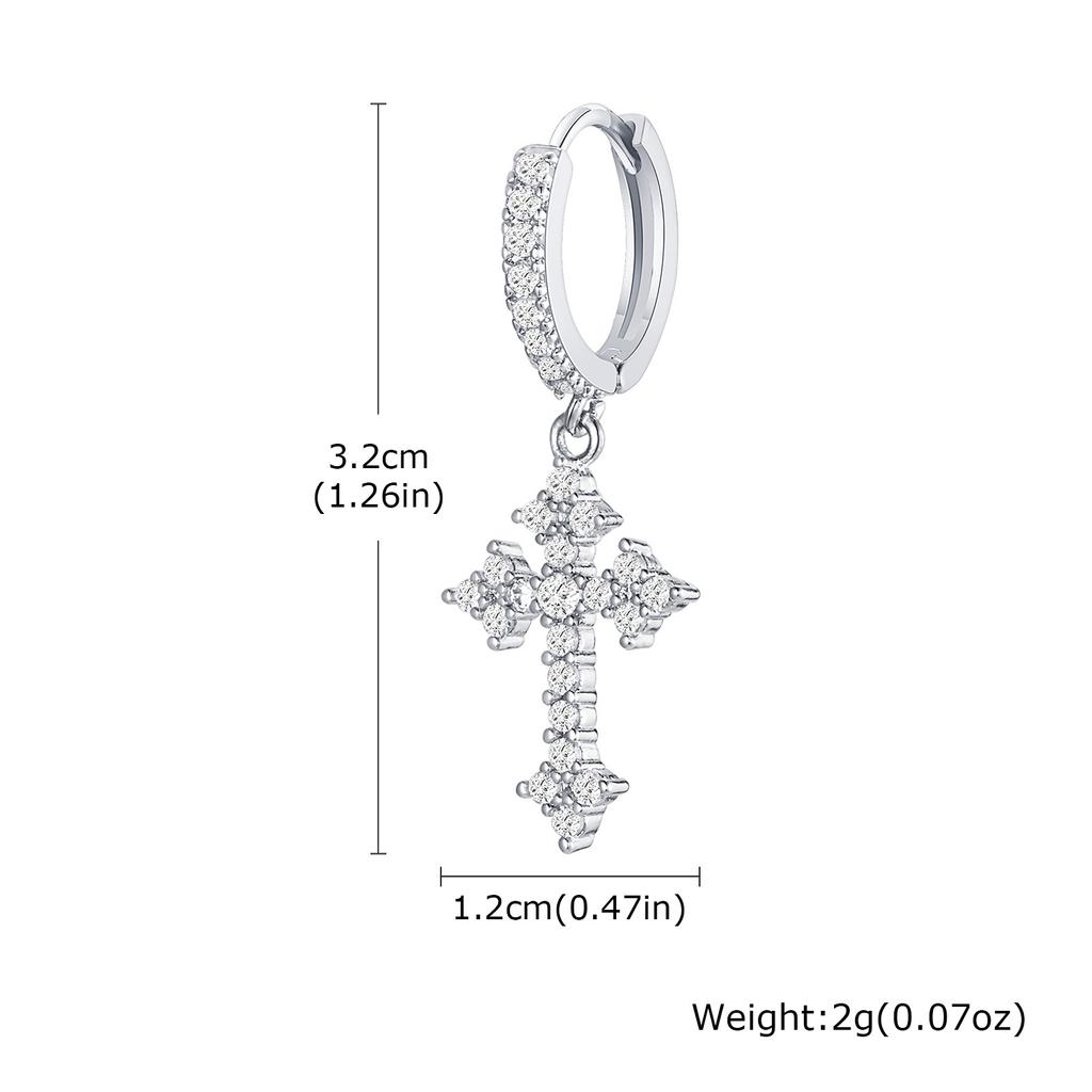 Full Cubic Zirconia Stones Cross Earrings Men Women,sparking Rhinestones Cross Dangle Earrings Gothic Punk Jewelry Gift