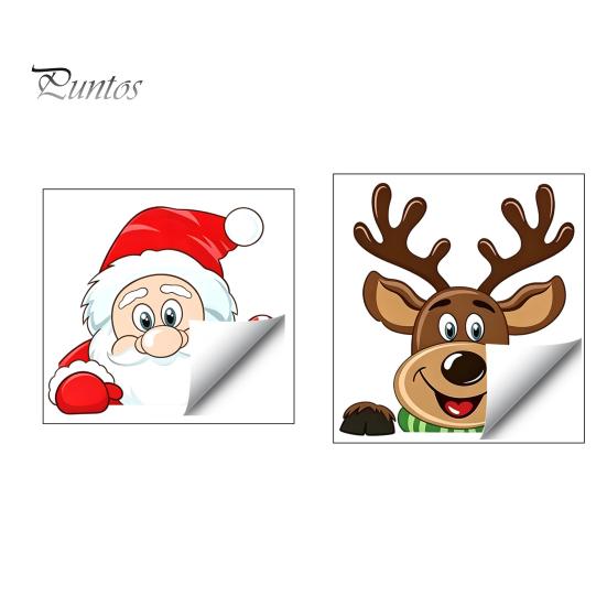 Holiday Window Clings Christmas Static Clings, Peeking Santa Reindeer Stickers, Reusable Winter Art No?Glue Cartoon Decals for Indoor?Outdoor