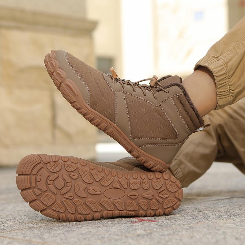 TUINANLE Winter Footwear Barefoot Shoes Womens Hiking Boots Wide Toe Box Walking Shoes Men Plush Boots