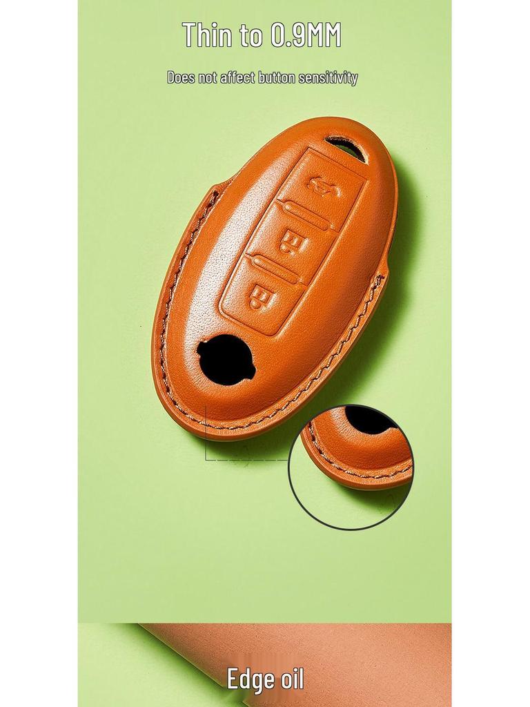 Skórzany Etui na Klucze ze Skóry Wyprawianej Roślinnie dla Nowego Kluczyka Samochodowego Sylphy Murano, Ręcznie Robiony Wzór Klamry dla Mężczyzn