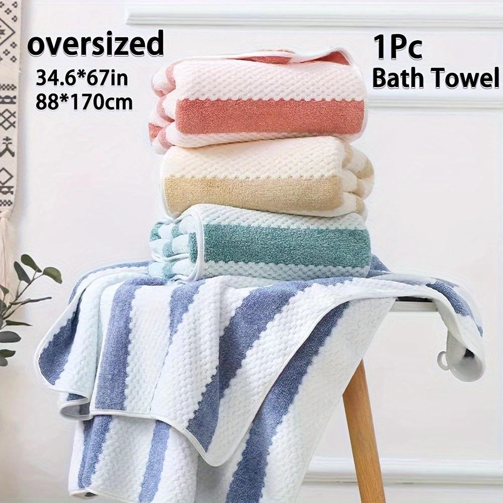 Absorbent Quick-Drying Coral Fleece Towel - Soft, Lint-Free, Striped, for Face Washing, Bathing, Household Use