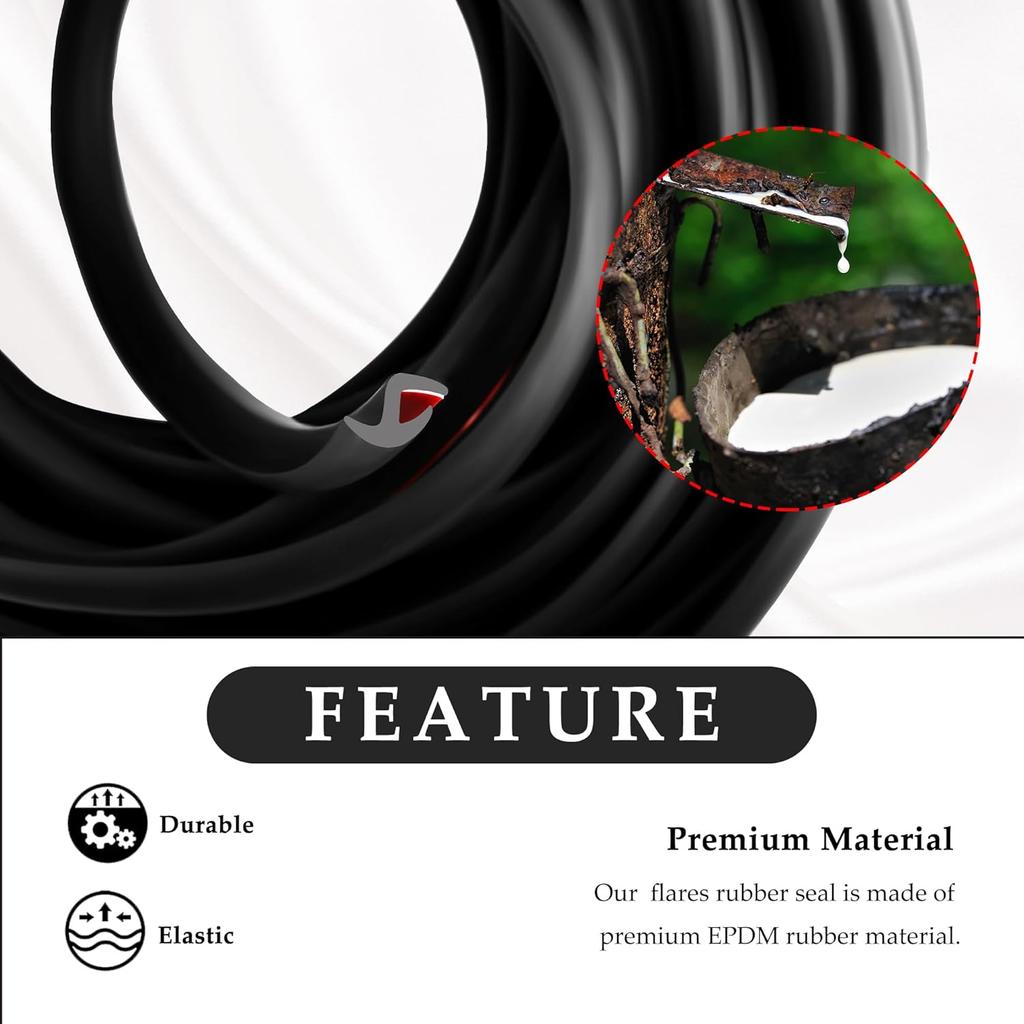 33FT Mudguard Flares Rubber Edge Trim,EPDM Rubber Seal Strip With Self Adhesive For Car Wheel Wells,Universal Rubber Gasket Strip Automotive Weather