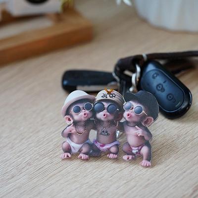 2D Affenförmiger Autoanhänger Hängender Schmuck mit Kette Realistisches Tier Rückspiegel Autodeko Lustiges Autozubehör