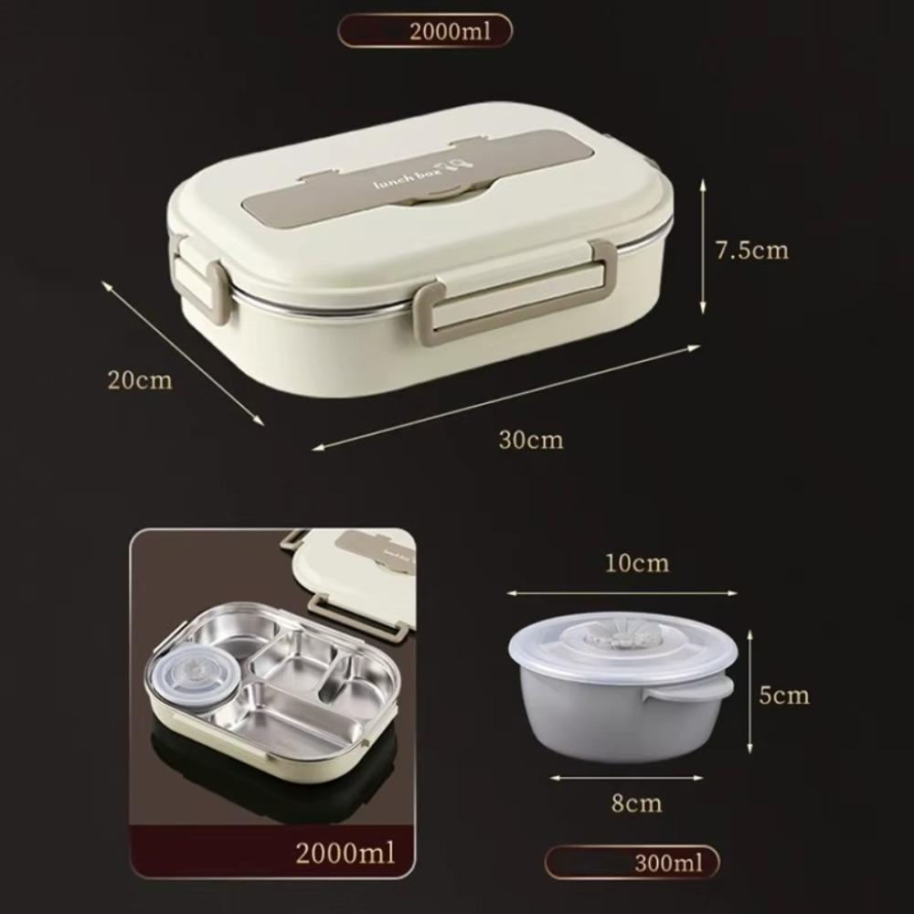 304 Stainless Steel Portable Bento Box with Bag Fork Spoon Preservation Box  School