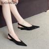 Fashion SUOJIALUN 2025 Spring New Brand Women Sandal Fashion Shallow Slip On Ladies Elegant Dress Single Shoes Low Wedge Heel Mules Shoe
