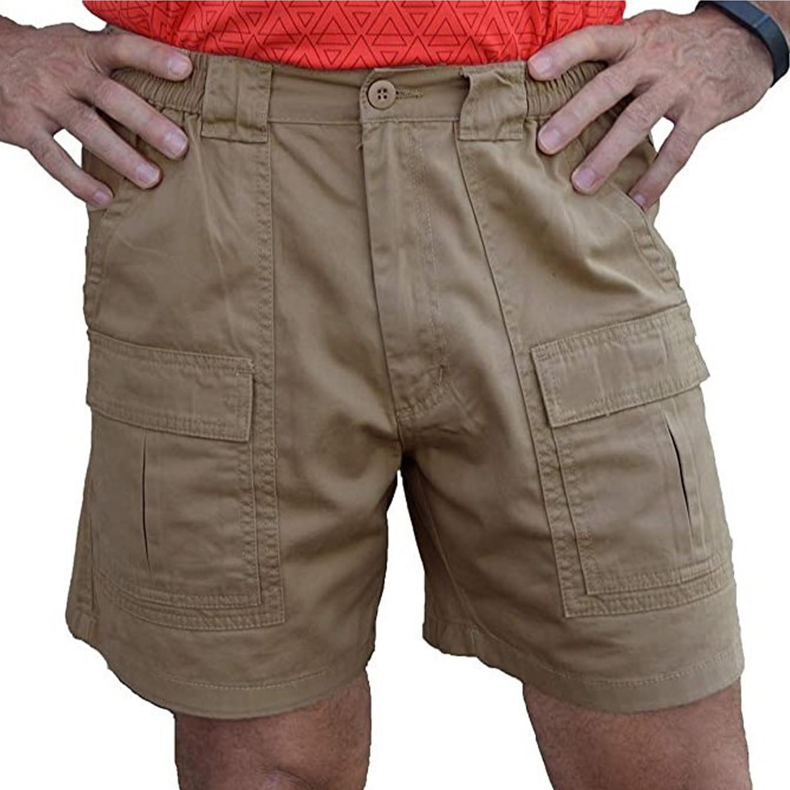 

Men Cotton Casual Shorts Straight Fit Summer Lightweight Athletic Style with Multiple Pockets and Button Closure for Outdoor Activities XXXL хаки
