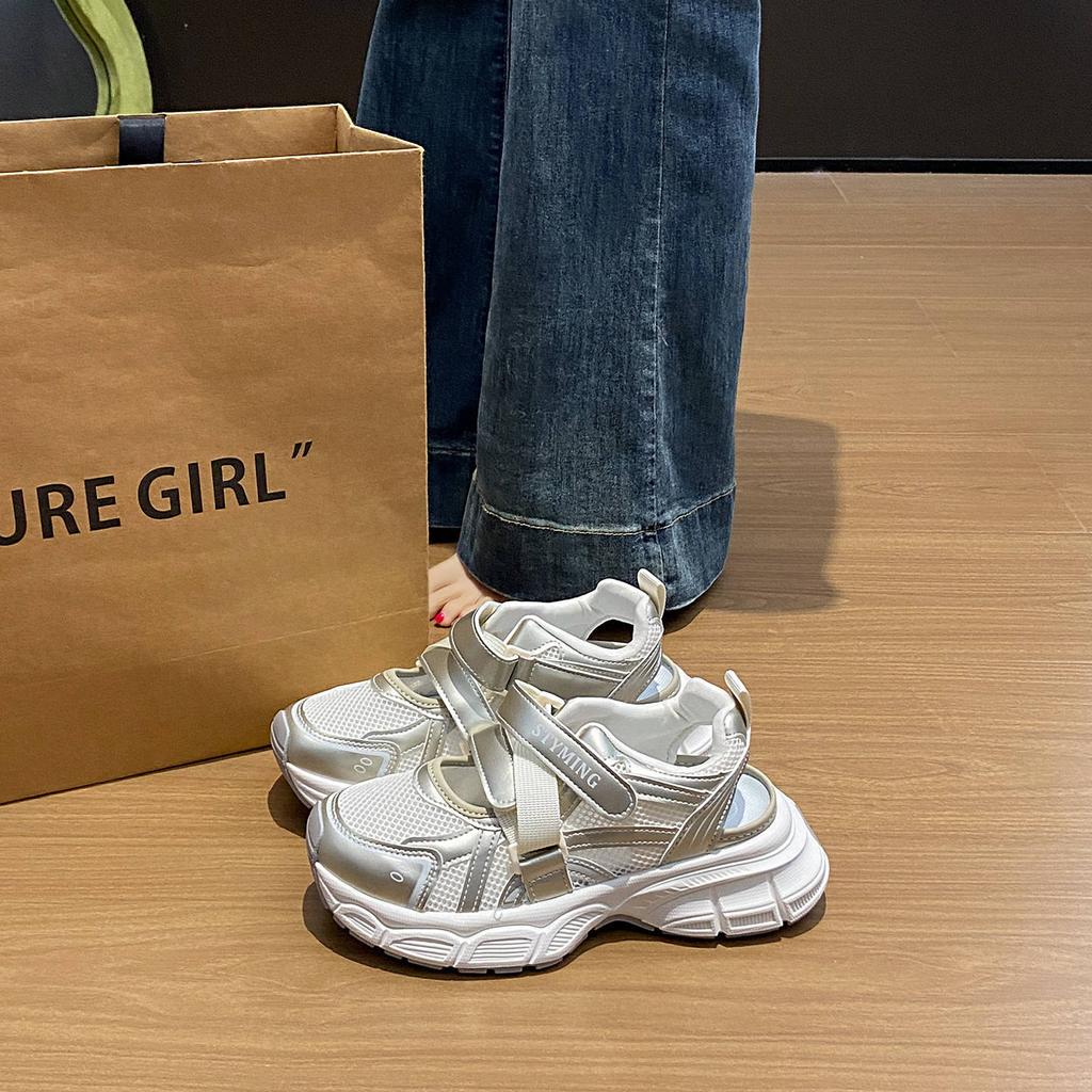 Korean Version of Velcro Dad Shoes Women, Summer Student Sports Running Shoes Casual Shoes Thick Soles Increase