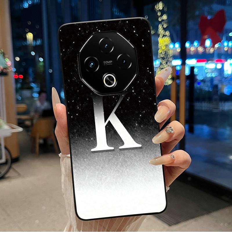 Anti-scratch Phone Case For Umidigi G100 Pro/G100 5G Soft Silicone Black Casing Lucky A-Z Letter With Flower Couple Shell