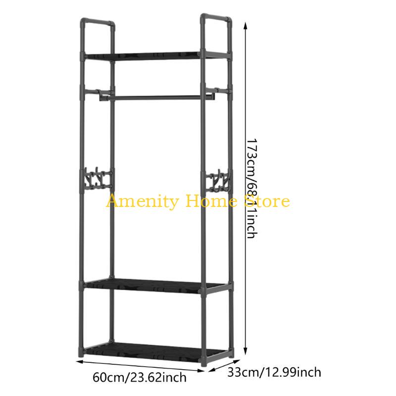 F26C Clothing Rack Garment Rack with Bottom Shelf for Hanging Clothes Coat Skirts Shirts Sweaters Shoe Rack Storing Shoes