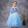 [Strict Selection] Spring and Autumn Blue Performance Costume Children's Cartoon Wind Princess Dress Snowflake Ice Snow Fluffy Yarn Flower Girl Dress