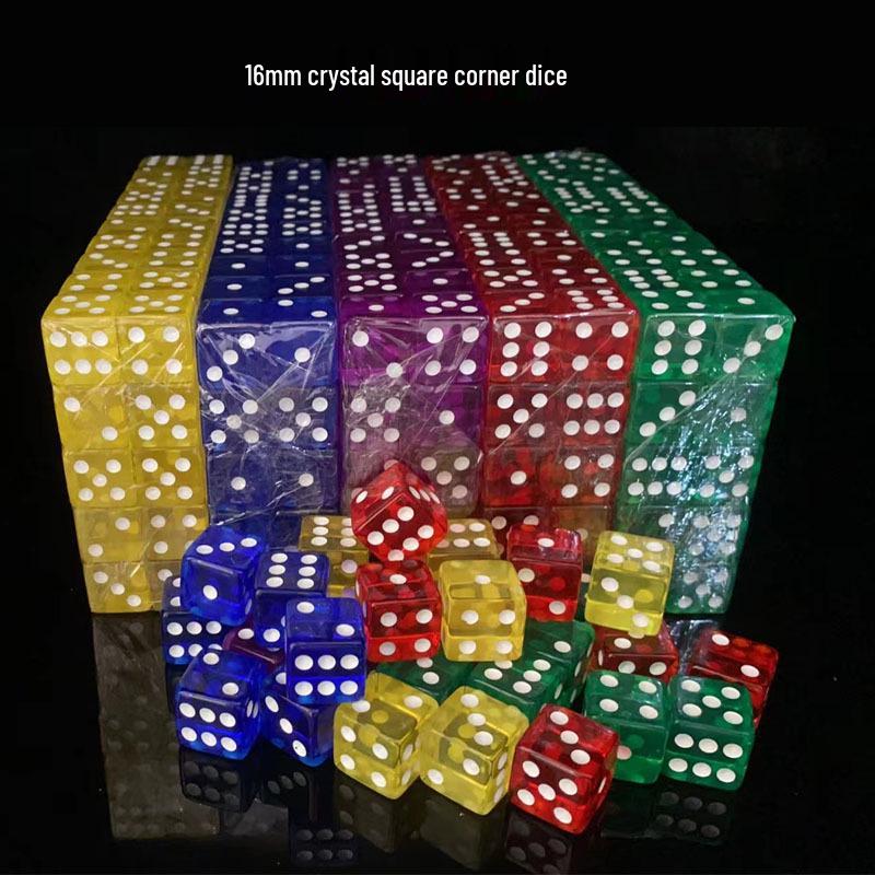 Zaruri de cristal de 16 mm: Pips cu colțuri rotunjite/drepte/pătrate, Zaruri transparente cu vânzare rapidă