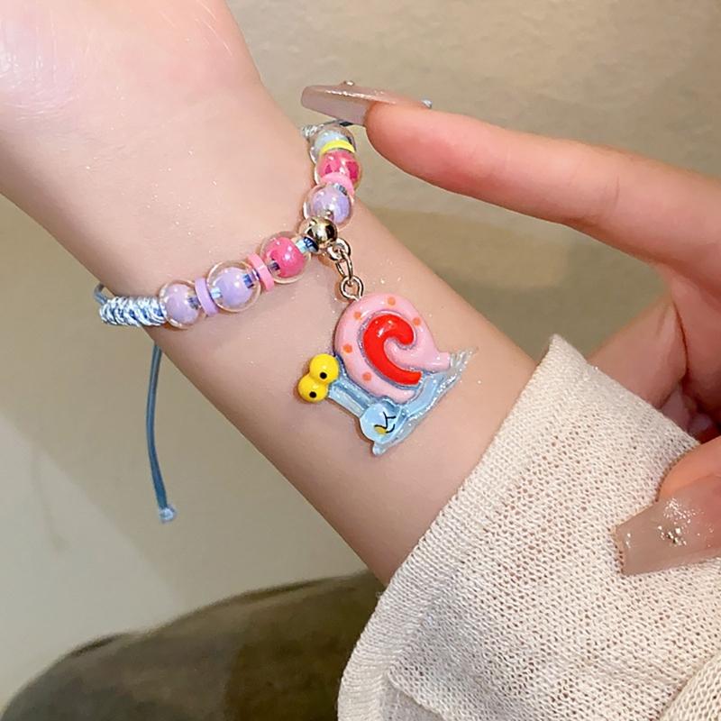 Adjustable Acrylic Cartoon Character Pendant Bracelet Braided Rope Bracelet Jewelry Friendship Bracelets for Girls Women