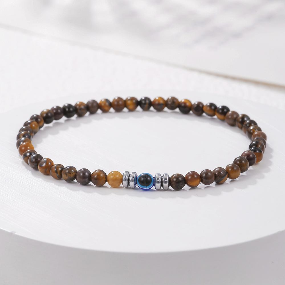 Minimalist Eyes Bracelet 4mm Stone Beaded Braslet Lucky Red Howlite Lava Wooden Braclet Chakra Mediation Yoga Brazalete