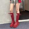 Thick-soled Non-slip Tall Red Rain Boots 2025 Outdoor Camping Rain Shoes But Knee Travel Boots Knight Boots